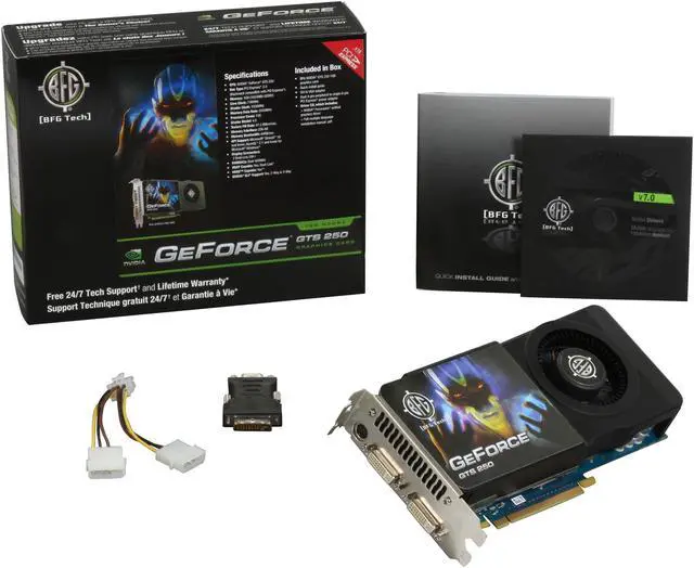 Alt view image 6 of 6 - BFG Tech GeForce GTS 250 1GB GDDR3 PCI Express 2.0 x16 SLI Support Graphics Card BFGEGTS2501024E