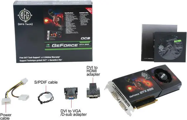 Alt view image 6 of 6 - BFG Tech GeForce GTX 285 1GB GDDR3 PCI Express 2.0 x16 SLI Support Graphics Card BFGEGTX2851024OC2BE