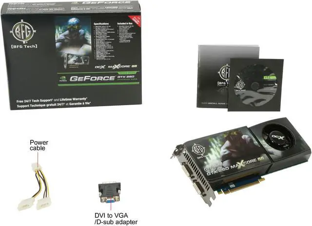 Alt view image 6 of 6 - BFG Tech BFGEGTX260MC896OCXDE GeForce GTX 260 OCX MAXCORE 55 896MB 448-bit GDDR3 PCI Express 2.0 x16 HDCP Ready SLI Supported Video Card