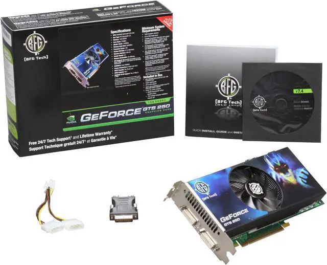 Alt view image 6 of 6 - BFG Tech GeForce GTS 250 1GB GDDR3 PCI Express 2.0 x16 SLI Support Graphics Card BFGEGTS2501024DE