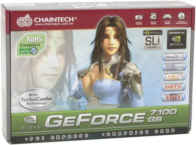 Alt view image 7 of 7 - CHAINTECH GeForce 7100GS 512MB (128MB on Board) DDR PCI Express x16 SLI Support Low Profile Graphics Card GSV71GS-T2