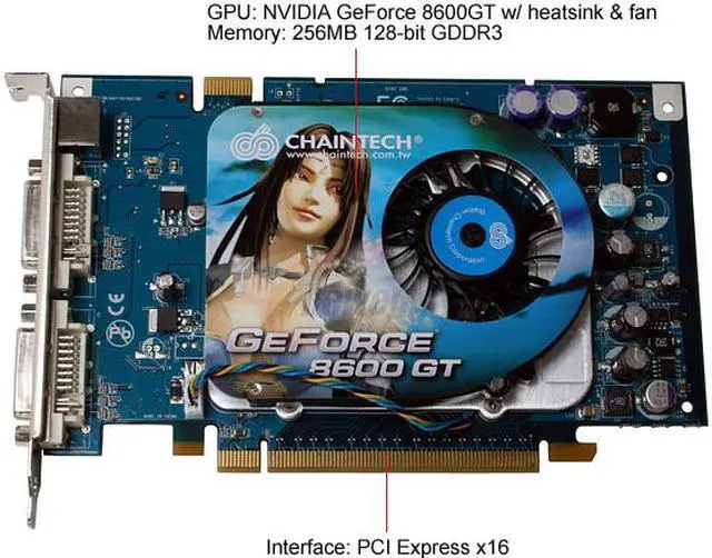 Alt view image 3 of 7 - CHAINTECH GeForce 8600 GT 256MB GDDR3 PCI Express x16 SLI Support Graphics Card GSE86GT-A1