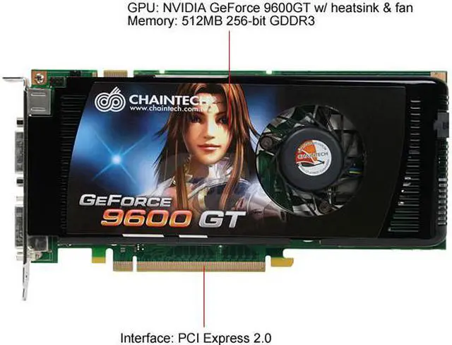 Alt view image 3 of 8 - CHAINTECH GSE96GTC GeForce 9600 GT OC 512MB 256-bit GDDR3 PCI Express 2.0 x16 HDCP Ready SLI Supported Video Card