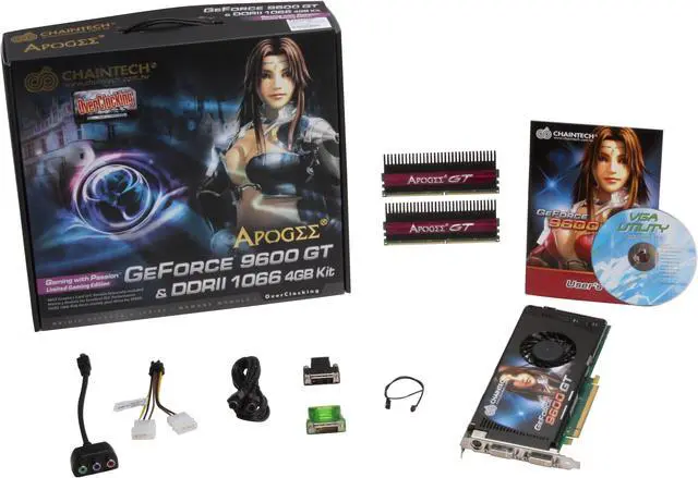 Alt view image 6 of 6 - CHAINTECH GeForce 9600 GT 512MB GDDR3 PCI Express 2.0 x16 SLI Support Graphics Card GAE96GTC (With 4G Dual Kit Memory)