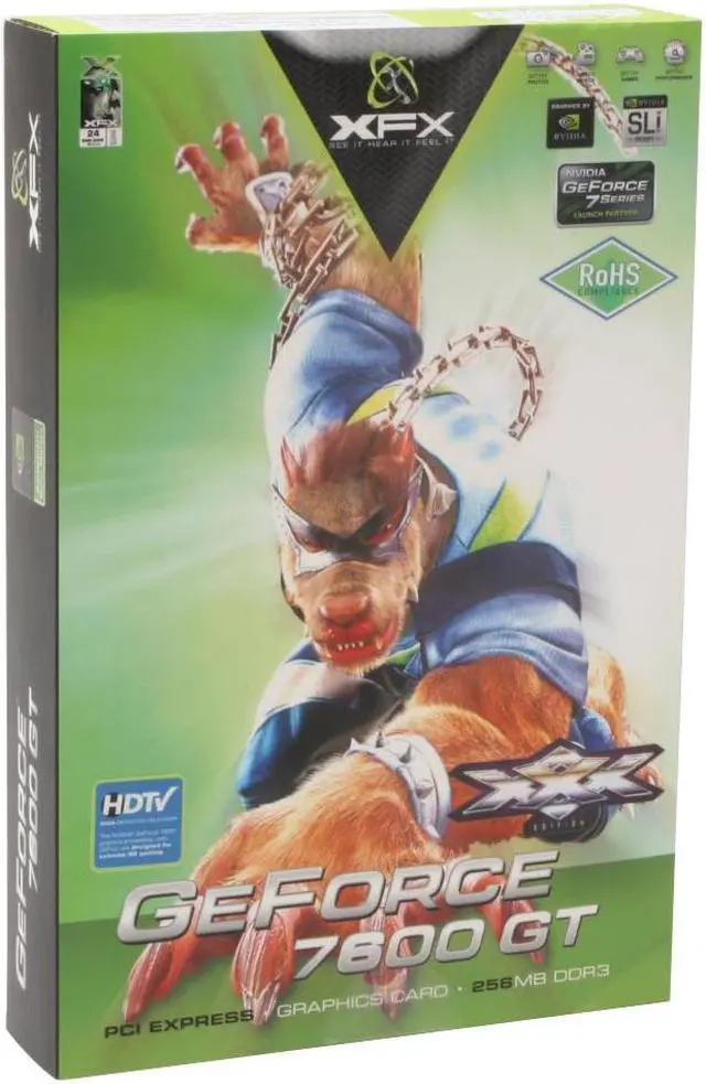 Alt view image 5 of 5 - XFX GeForce 7600GT 256MB GDDR3 PCI Express x16 SLI Support Graphics Card PVT73GUGD3