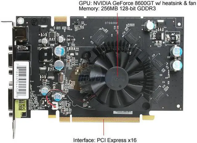 Alt view image 3 of 8 - XFX GeForce 8600 GT 256MB GDDR3 PCI Express x16 SLI Support Graphics Card PVT84JUAL3