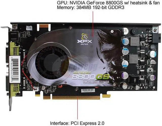 Alt view image 3 of 8 - XFX PVT88SFDD4 GeForce 8800GS XXX 384MB 192-bit GDDR3 PCI Express 2.0 x16 HDCP Ready SLI Supported Video Card