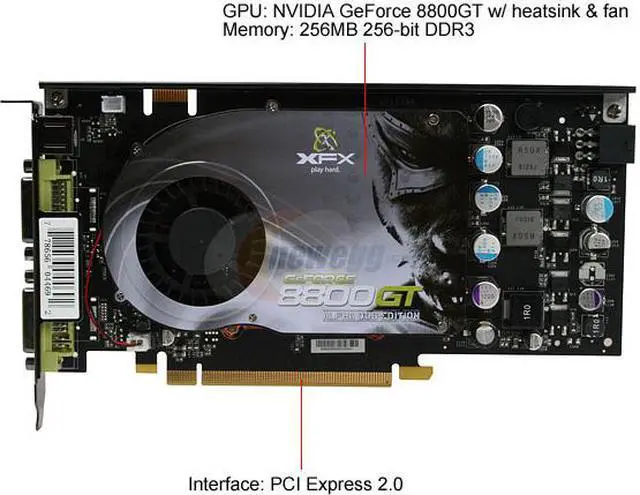 Alt view image 3 of 7 - XFX PVT88PUHD4 GeForce 8800GT XXX 256MB 256-bit GDDR3 PCI Express 2.0 x16 HDCP Ready SLI Supported Video Card