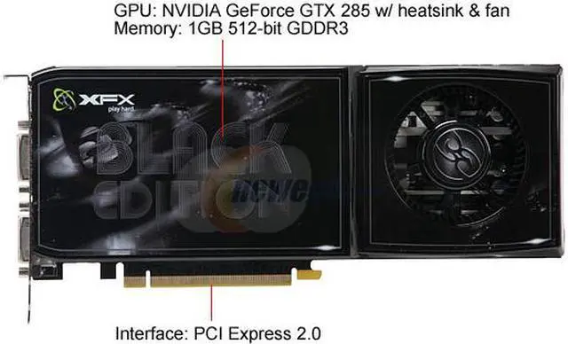 Alt view image 3 of 6 - XFX GX285NZDBF GeForce GTX 285 Black Edition 1GB 512-bit GDDR3 PCI Express 2.0 x16 HDCP Ready SLI Supported Video Card