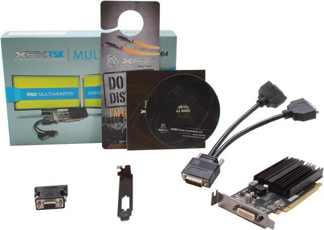 Alt view image 5 of 5 - XFX TSK MULTIPLi X64 2-Monitor Radeon HD 6450 1GB DDR3 PCI Express 2.1 x16 Low Profile Ready Graphics Card TK-DM59-NCD4