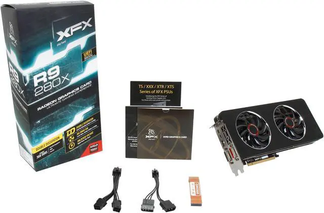 Alt view image 7 of 7 - XFX Radeon R9 280X 3GB GDDR5 PCI Express 3.0 x16 CrossFireX Support Graphics Card R9-280X-TDFD