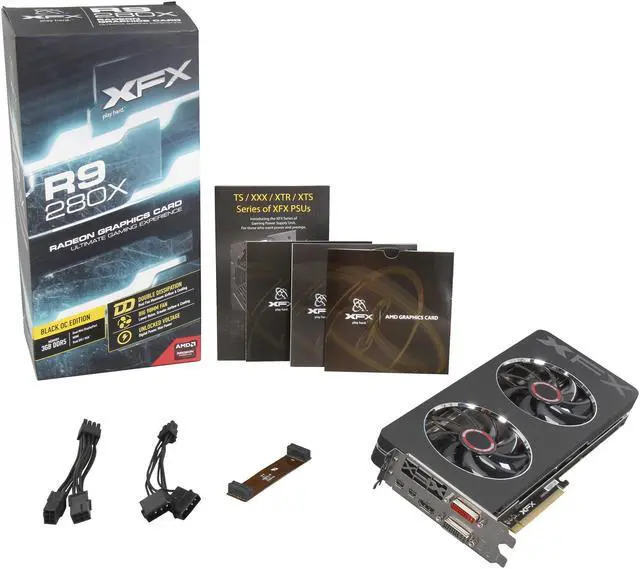 Alt view image 6 of 6 - XFX Radeon R9 280X 3GB GDDR5 PCI Express 3.0 x16 CrossFireX Support Graphics Card R9-280X-TDBD