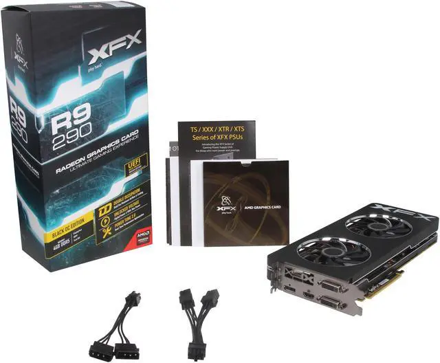 Alt view image 6 of 6 - XFX Black Edition Double Dissipation Radeon R9 290 4GB GDDR5 PCI Express 3.0 x16 CrossFireX Support Graphics Card R9-290A-EDBD