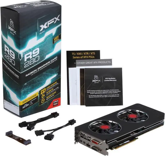 Alt view image 7 of 6 - XFX Double D Radeon R9 280 3GB GDDR5 PCI Express 3.0 CrossFireX Support Graphics Card R9-280A-TDFD