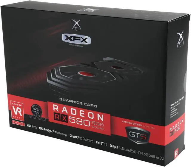 Alt view image 5 of 6 - XFX Radeon RX 580 GTS Black Edition 1405 MHz OC+, 8GB 256-bit GDDR5, DX12 VR Ready, Double Dissipation, Dual BIOS, PCI-E AMD Graphics Card (RX-580P828D6)