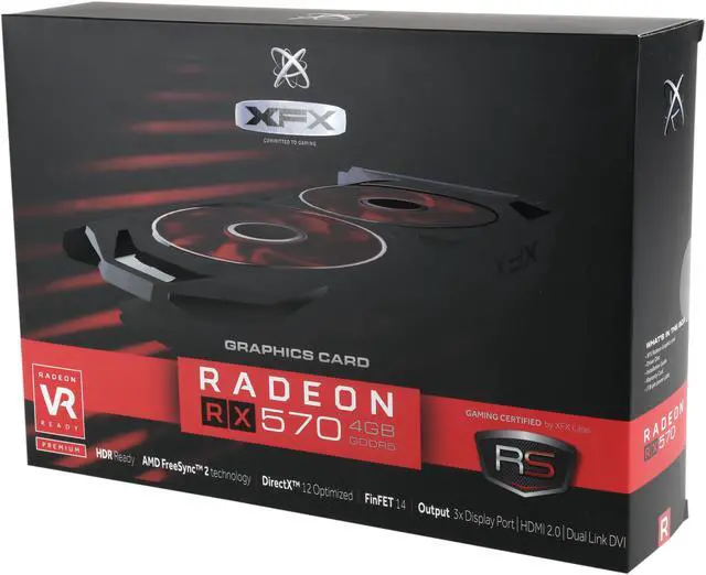 Alt view image 7 of 7 - XFX RS XXX Edition Radeon RX 570 DirectX 12 RX-570P427D6 4GB OC+ 1284 MHz XFX Custom Backplate 256-Bit DDR5 PCI Express 3.0 CrossFireX Support Video Card