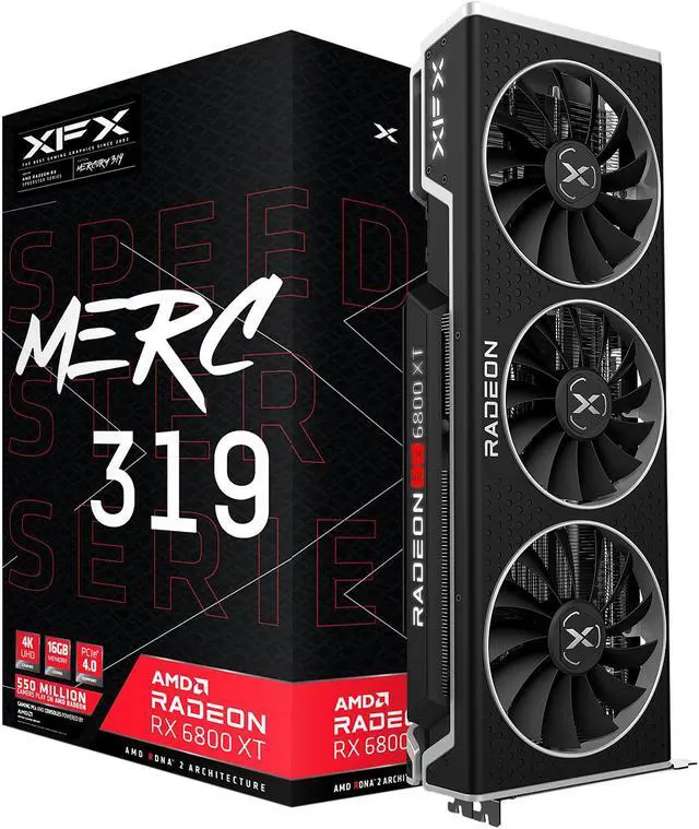 Alt view image 6 of 6 - XFX SPEEDSTER MERC319 AMD Radeon RX 6800 XT CORE Gaming Graphics Card with 16GB GDDR6 HDMI 3 x DP, AMD RDNA 2 (RX-68XTALFD9)