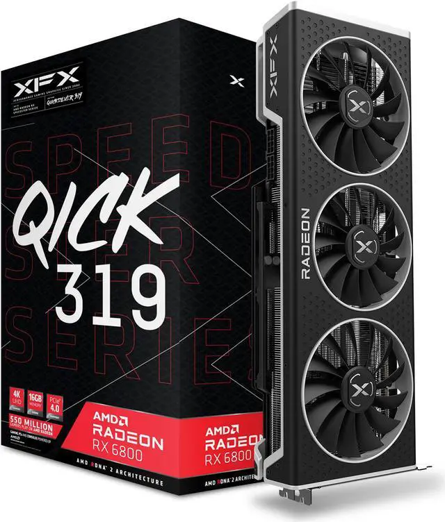 Alt view image 6 of 6 - XFX SPEEDSTER QICK 319 AMD Radeon RX 6800 BLACK Gaming Graphics Card with 16GB GDDR6 HDMI 3 x DP, AMD RDNA 2 (RX-68XLALBD9)