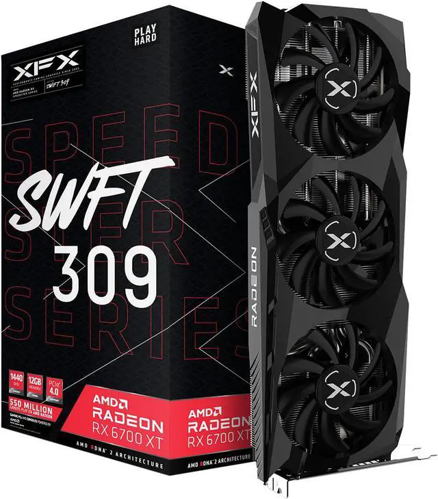 Alt view image 8 of 8 - XFX SPEEDSTER SWFT309 AMD Radeon RX 6700 XT CORE Gaming Graphics Card with 12GB GDDR6 HDMI 3xDP, AMD RDNA 2 (RX-67XTYJFDV)