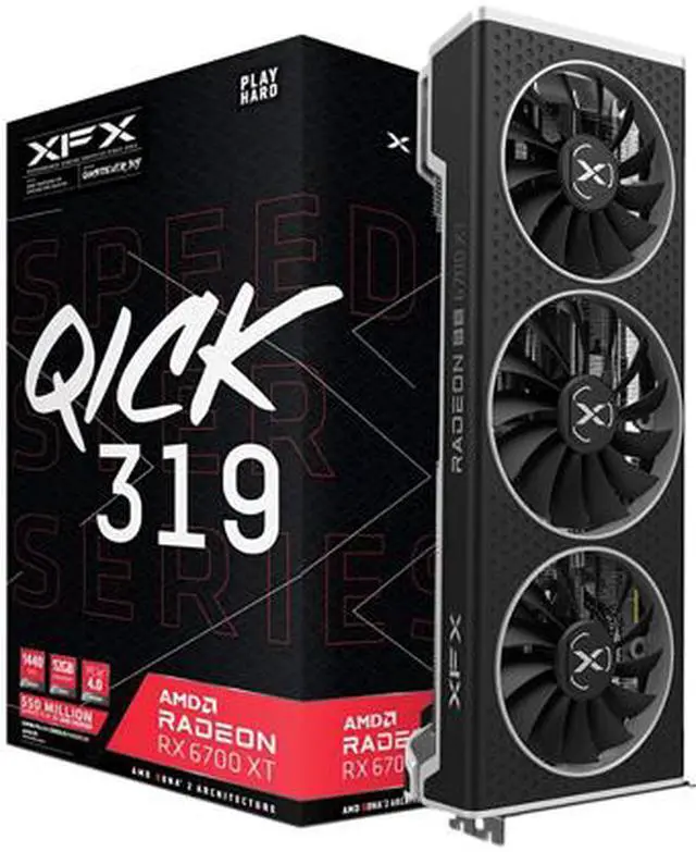 Alt view image 6 of 6 - XFX SPEEDSTER QICK319 AMD Radeon RX 6700 XT BLACK Gaming Graphics Card with 12GB GDDR6, HDMI 3 x DP, AMD RDNA 2