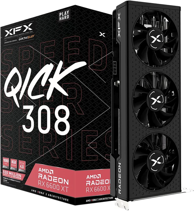 Alt view image 7 of 7 - XFX SPEEDSTER QICK308 RADEON RX 6600 XT BLACK Gaming Graphics Card with 8GB GDDR6 HDMI 3xDP, AMD RDNA 2 (RX-66XT8LBDQ)