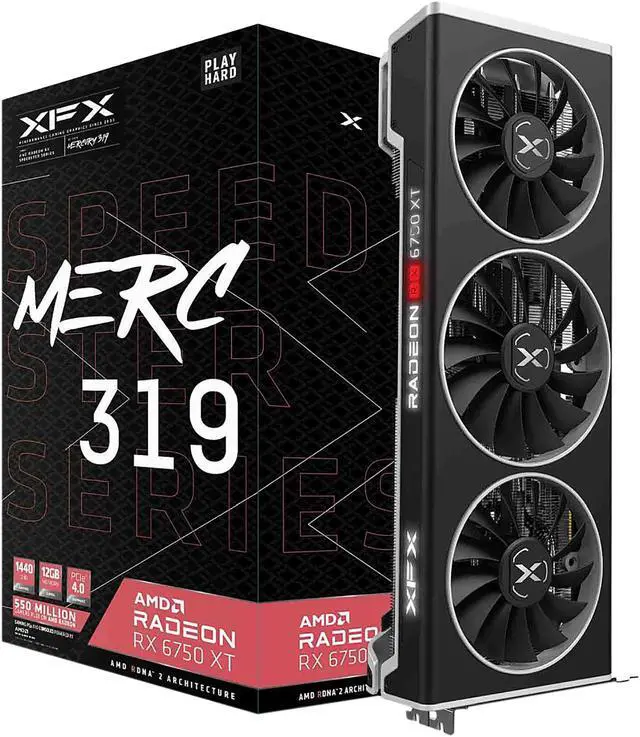 Alt view image 10 of 10 - XFX SPEEDSTER MERC319 Radeon RX 6750 XT 12GB GDDR6 PCI Express 4.0 Graphics Card RX-675XYTBDP