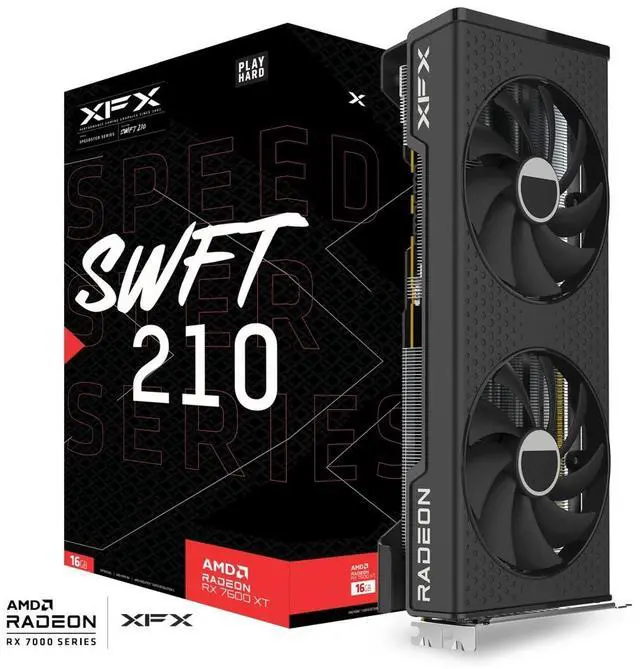 Alt view image 9 of 9 - XFX Speedster SWFT210 Radeon RX 7600 XT 16GB Graphics Card RX-76TSWFTFP