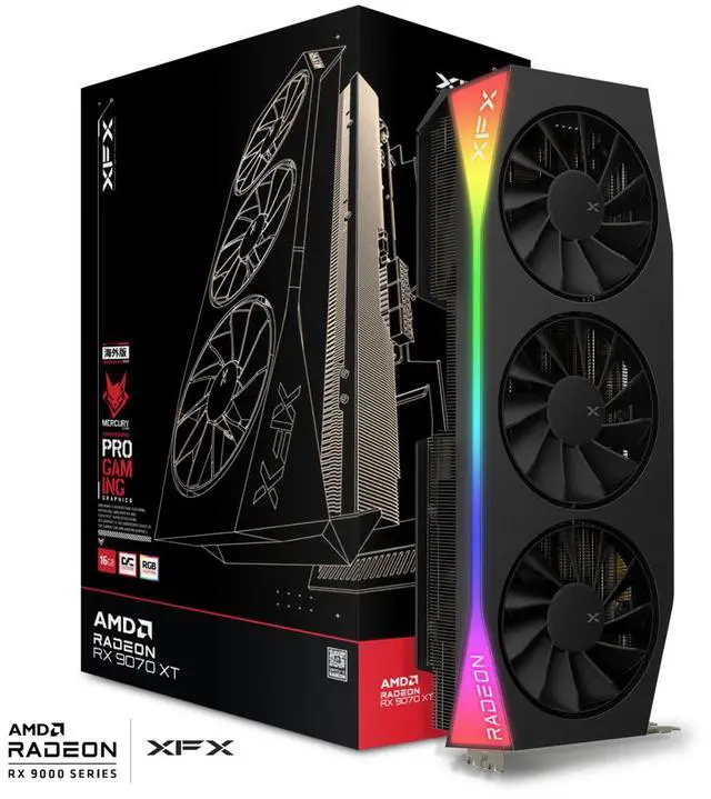 Alt view image 5 of 5 - XFX Mercury Radeon RX 9070 XT OC 16GB 256-Bit GDDR6 PCI-Express 5.0 RDNA 4 Graphics Card RX-97TRGBBB9