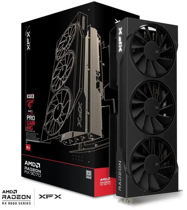 Alt view image 5 of 5 - XFX Swift AMD Radeon RX 9070 OC RDNA 4 16GB 256-Bit GDDR6 PCI-Express 5.0 Triple Fan Graphics Card RX-97SWFB3B9