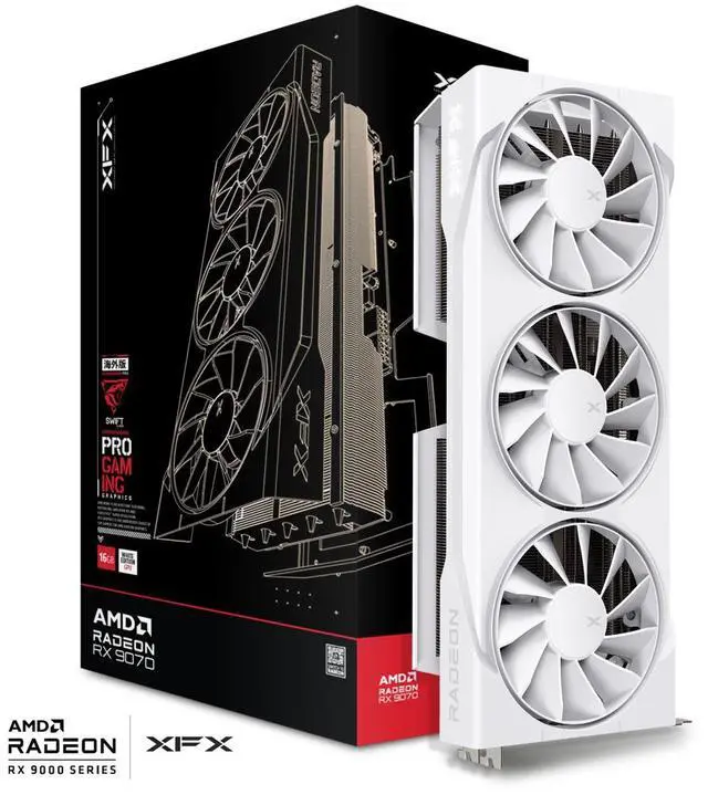 Alt view image 5 of 5 - XFX Swift AMD Radeon RX 9070 OC RDNA 4 16GB 256-Bit GDDR6 PCI-Express 5.0 White Triple Fan Graphics Card RX-97SWFB3W9