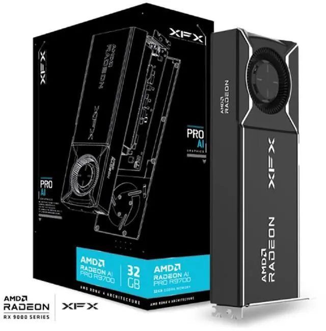 Alt view image 6 of 6 - XFX Radeon AI Pro Radeon AI Pro R9700 RX-97XPROAIY 32GB 128-bit GDDR6 PCI Express 5.0 x16 Graphics Card