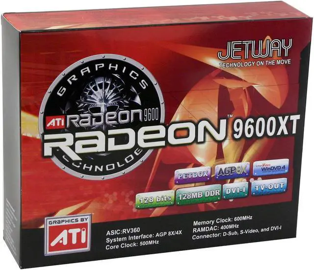 Alt view image 6 of 6 - JetWay Radeon 9600XT 128MB DDR AGP 4X/8X Graphics Card 96XT-AD-128C