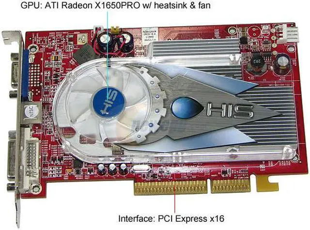 Alt view image 2 of 3 - HIS Radeon X1650PRO 512MB GDDR2 PCI Express x16 CrossFireX Support Graphics Card H165PRF512N-R