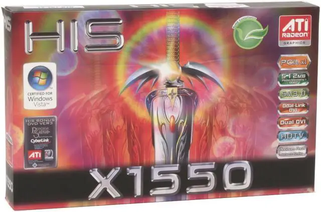 Alt view image 7 of 7 - HIS Radeon X1550 512MB(256MB on board) GDDR2 PCI Express x1 Low Profile Graphics Card H155HMF256EDDE1LN-R