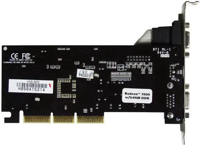 Alt view image 3 of 3 - HIS Radeon 7000 64MB DDR AGP 2X/4X Graphics Card H700H64-1SSAN