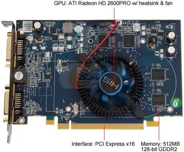 Alt view image 3 of 6 - HIS Radeon HD 2600PRO 512MB GDDR2 PCI Express x16 Graphics Card H260PRF512DDN-R