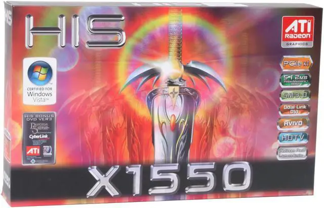 Alt view image 7 of 7 - HIS Radeon X1550 256MB GDDR2 PCI Express x1 Low Profile Ready Graphics Card H155HMF256EL1N-R