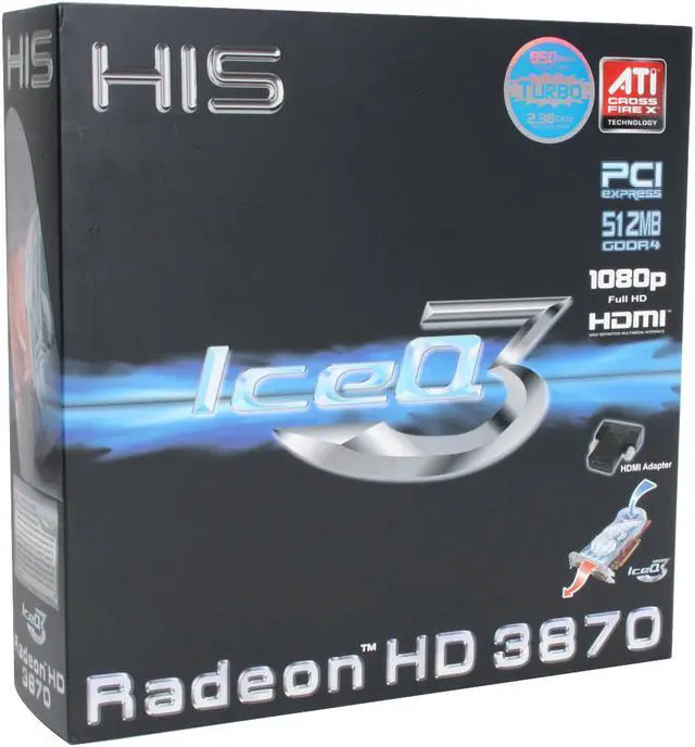 Alt view image 9 of 9 - HIS Radeon HD 3870 512MB GDDR4 PCI Express 2.0 x16 CrossFireX Support Graphics Card H387Q512NP