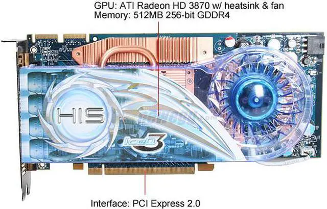 Alt view image 3 of 9 - HIS Radeon HD 3870 512MB GDDR4 PCI Express 2.0 x16 CrossFireX Support Graphics Card H387Q512NP