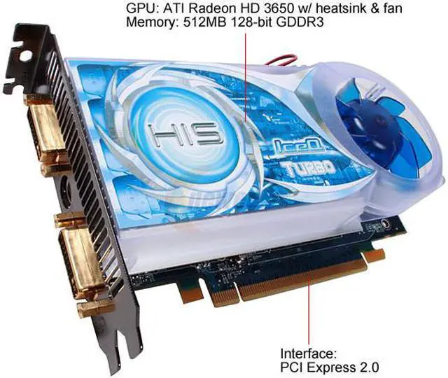 Alt view image 2 of 8 - HIS Radeon HD 3650 512MB GDDR3 PCI Express 2.0 x16 CrossFireX Support Graphics Card H365Q512GNP