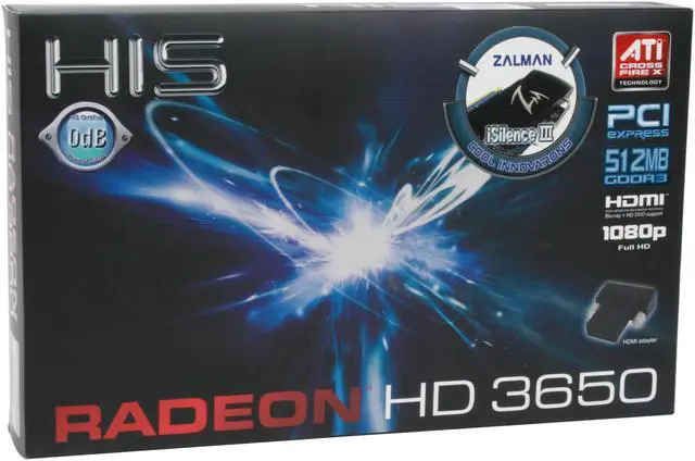 Alt view image 7 of 7 - HIS Radeon HD 3650 512MB GDDR3 PCI Express 2.0 x16 CrossFireX Support Graphics Card H365P512GNP