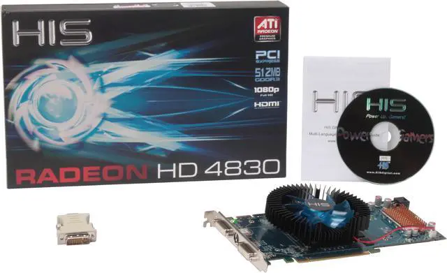 Alt view image 6 of 6 - HIS Radeon HD 4830 512MB GDDR3 PCI Express 2.0 x16 CrossFireX Support Graphics Card H483FN512P