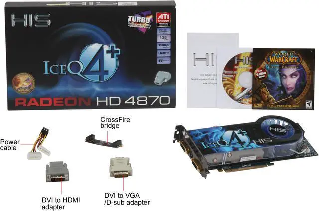 Alt view image 6 of 6 - HIS Radeon HD 4870 1GB GDDR5 PCI Express 2.0 x16 CrossFireX Support Graphics Card H487QT1GP