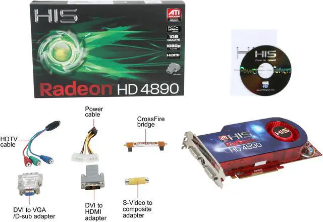 Alt view image 6 of 6 - HIS Radeon HD 4890 1GB GDDR5 PCI Express 2.0 x16 CrossFireX Support Graphics Card H489F1GP
