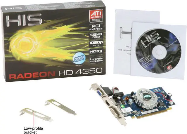 Alt view image 5 of 5 - HIS Radeon HD 4350 512MB DDR2 PCI Express 2.0 x16 Low Profile Ready Graphics Card H435F512H