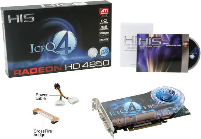 Alt view image 5 of 5 - HIS Radeon HD 4850 1GB GDDR3 PCI Express 2.0 x16 CrossFireX Support Graphics Card H485Q1GH