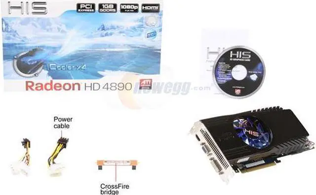 Alt view image 6 of 6 - HIS Radeon HD 4890 1GB GDDR5 PCI Express 2.0 x16 CrossFireX Support Graphics Card H489FN1GH