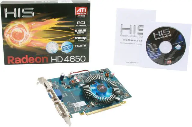 Alt view image 5 of 5 - HIS Radeon HD 4650 512MB DDR2 PCI Express 2.0 x16 CrossFireX Support Graphics Card H465FS512H