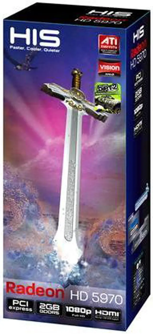 Alt view image 2 of 2 - HIS Radeon HD 5970 (Hemlock) 2GB GDDR5 PCI Express 2.1 x16 CrossFireX Support Graphics Card H597F2GDG