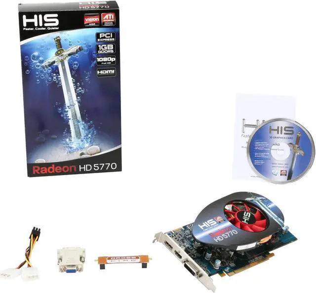 Alt view image 6 of 6 - HIS Radeon HD 5770 1GB GDDR5 PCI Express 2.0 x16 CrossFireX Support Graphics Card H577FM1GD
